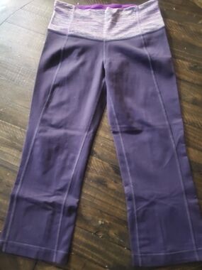 lululemon athletica Purple Crop Leggings with Heathered Waistband
